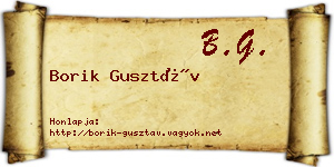 Borik Gusztáv névjegykártya